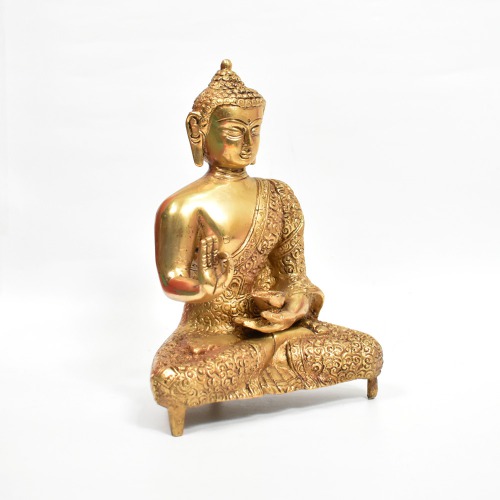 Designer Shal Buddha Statue Golden Colour | Religious Idol of Lord Gautam Buddha Statue Big Size Idols Decorative Showpiece