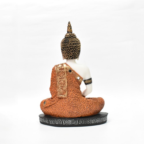 White And Brown Antique Lord Buddha Statue| Murti for Mandir | Temple | Home Decor Decorative Showpiece