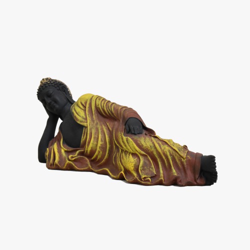 Orange Colour Buddha Sleeping Statue | Religious Idol of Lord Gautama Buddha Statue Big Size Idols Decorative Showpiece