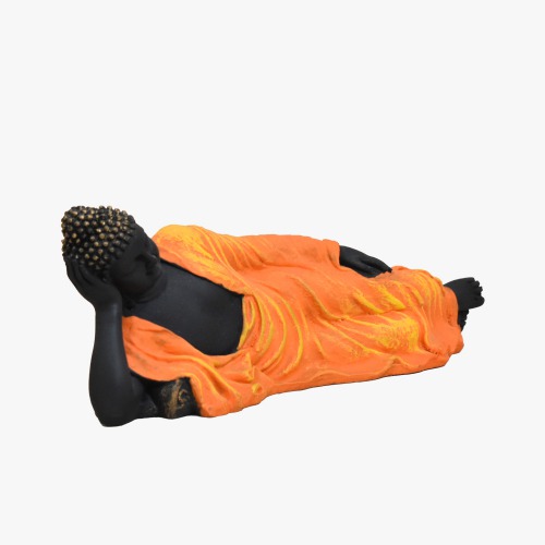 Orange Colour Buddha Sleeping Statue | Religious Idol of Lord Gautama Buddha Statue Big Size Idols Decorative Showpiece