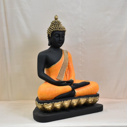 Yellow Shal Diamond Work Antique Lord Buddha Handicraft Idol God Gautama Buddha Statue