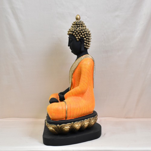 Yellow Shal Diamond Work Antique Lord Buddha Handicraft Idol God Gautama Buddha Statue