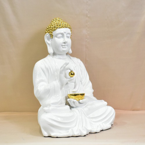 White Religious Idol of Lord Gautam Buddha Statue Big Size Idols Decorative Showpiece | Spirituals| Buddha | Home decor