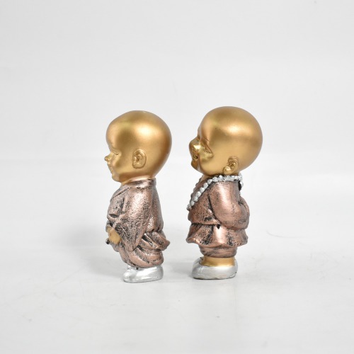 Gold Copper Monk Set Of 2 | Buddha showpieces|Showpiece For Bedroom, Gifts And Living Room|Statues