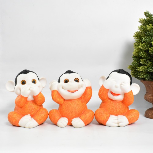 Monkey Monk Laughing Monk Set Of 3 | Small Buddha Statue Monk| Figurine Home Decorative Decorative Showpiece