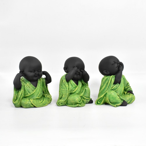 Gandhi Monk Set Of 3 Statue | Miniature Buddha Monk Statue Figurines Showpiece For Home, Office Decoration