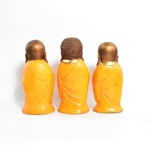 Golden Colour Namste Monk Set Of 3 Statue |home decor in Showpieces &Figurines |Table decorations items