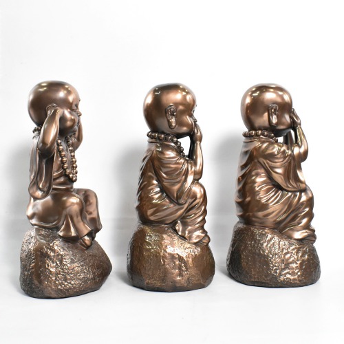 Golden Colour Namste Gandhi Monk Set Of 3 Statue | Table Decorations Items | Buddha Showpieces