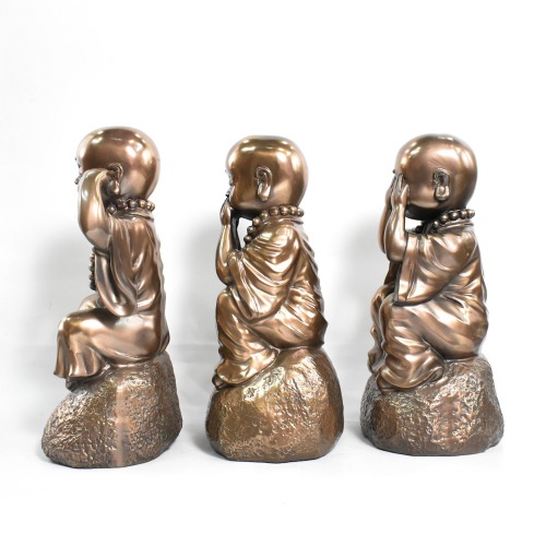 Golden Colour Namste Gandhi Monk Set Of 3 Statue | Table Decorations Items | Buddha Showpieces