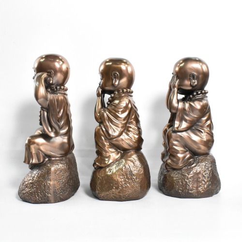 Golden Colour Namste Gandhi Monk Set Of 3 Statue | Table Decorations Items | Buddha Showpieces