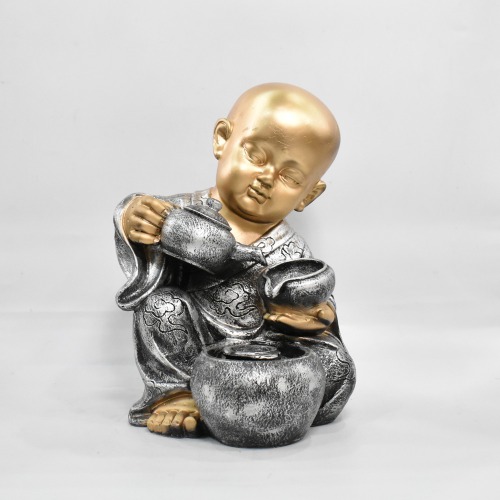 Silver Monk Buddha Showpiece | Statue Monk| Figurine Home Decorative Showpiece