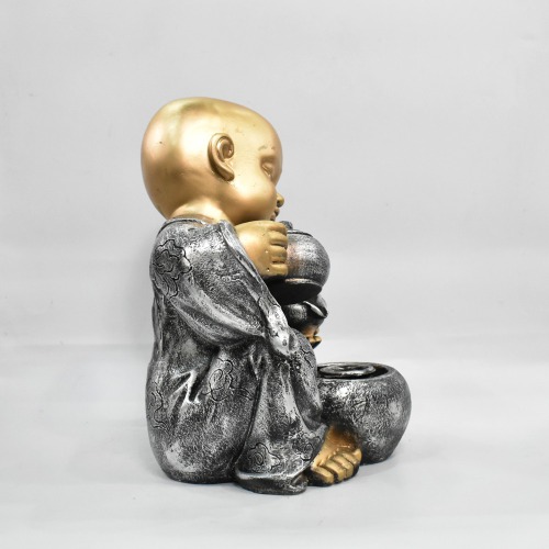 Silver Monk Buddha Showpiece | Statue Monk| Figurine Home Decorative Showpiece