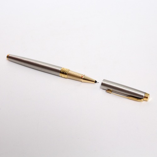 Parker Aster Brushed Metal Roller Ball Gold Trim Pen