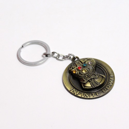 Thanos Gauntlet in Circle Avengers Infinite Power Metal Keychain for Bike, Car