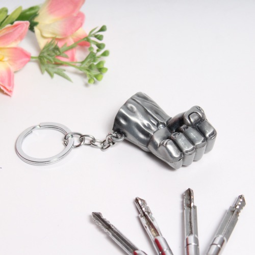 Avengers Super Hero Hulk Hand Fist Punch Silver Key Chain Ring For Fans