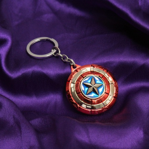 Captain America | Patterned Rotating Shield | Silver Keychain