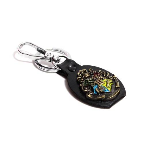 Harry Potter House Crest Metal Leather Keychain and Key ring