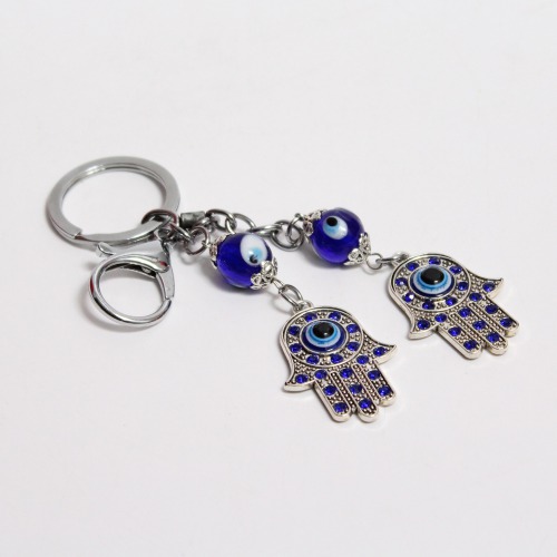 Evil Eye Hanging (BHUDHA HAND) for Home office entrance car wall Vastu Feng Shui metal glass color- blue