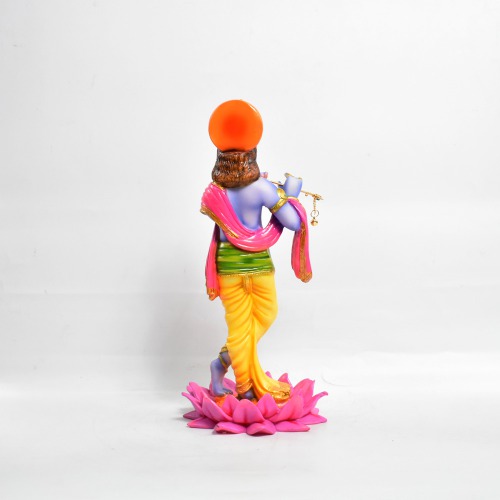 Yellow Dhoti Colour With Pink Shal Krishna Standing Statue| Gift Your Relatives | Showpiece Figurines