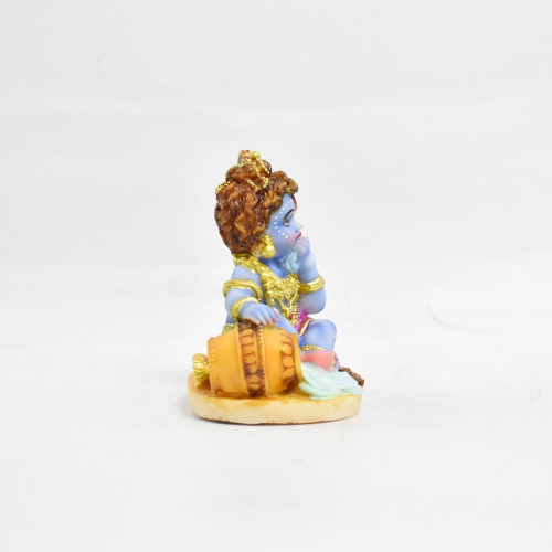 Blue Colour Small Bal Krishna Murti With Makhan Statue | Multicolour-Idol for Temple Decor |Decor Your Home