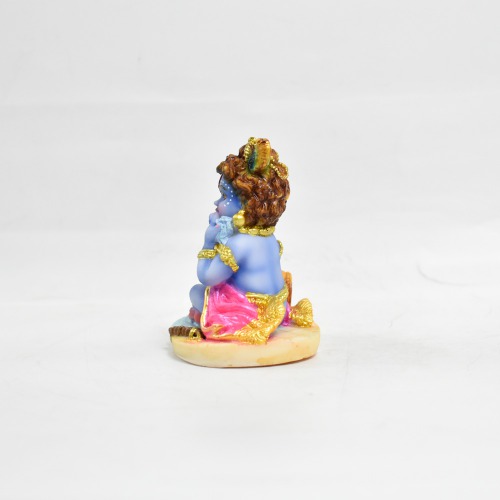 Blue Colour Small Bal Krishna Murti With Makhan Statue | Multicolour-Idol for Temple Decor |Decor Your Home