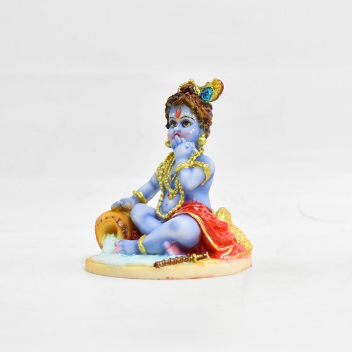 Sitting Bal Krishna With Makhan Statue | Krishna Idol Statue Showpiece Murti for Home |Decor Your Home