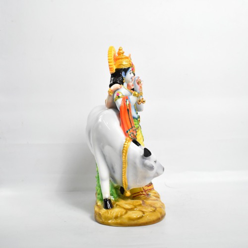 Multi colour Radha Krishna Murti With Cow Murti | Kanha Figurine For Home Temple |Decor Your Home