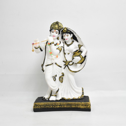 White Colour With Black Shed Radha Krishna Murti | Krishna Murti Statue Radha Krishna Love Couple Statue Idol