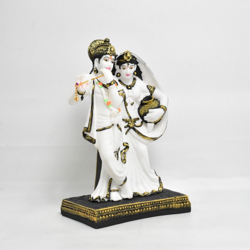 White Colour With Black Shed Radha Krishna Murti | Krishna Murti Statue Radha Krishna Love Couple Statue Idol