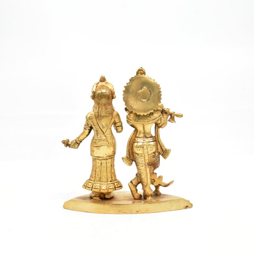 Brass Radha Krishna Pair Idol | Murti for Temple Home Decor Entrance Statue Wedding Gift | Krishna Brass Statue