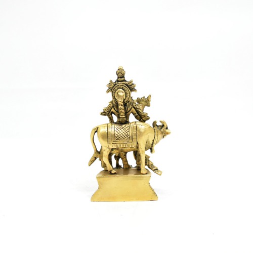 Brass Krishna Statue With Cow And Peacock Statue | Decor Your Home | Office And Gift Your Relatives | Showpiece