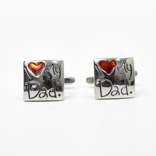 I Love My Dad Cufflinks For Men Stainless Steel Silver Cuff links Enamel Finish Cuff links for Men and Boys.