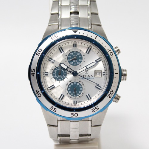 Silver With Blue Shade Stainless Steal Strap Watch For Men's Watch for Men & Boys