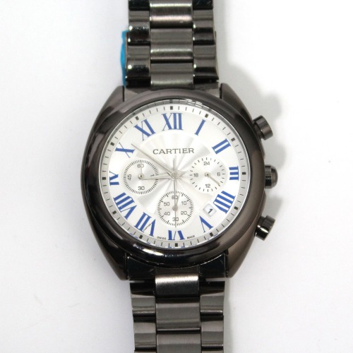 Cartier While Dial Black Belt Stainless Steal Strap Watch | Watch for Men & Boys | Wrist Watches Metal for Men