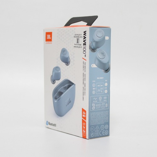 JBL Wave 100TWS Truly Wireless Bluetooth Earbuds, 20 hours of combined playback (Blue)