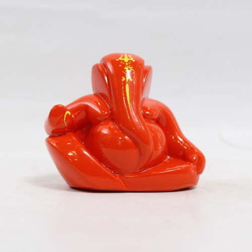 Lord Ganpati Idol For Car Dashboard Home & Office - Small Red And Orange | Spiritual | Ganesha Murti