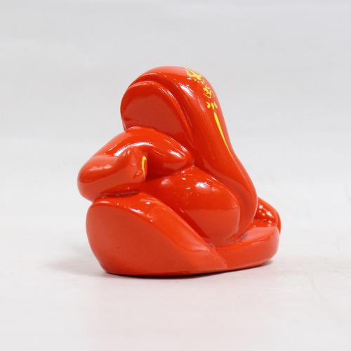 Lord Ganpati Idol For Car Dashboard Home & Office - Small Red And Orange | Spiritual | Ganesha Murti