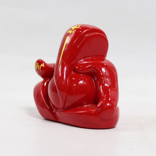 Lord Ganpati Idol For Car Dashboard Home & Office - Small Red And Orange | Spiritual | Ganesha Murti