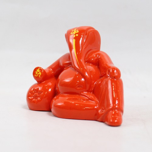 Lord Ganpati Ganesh Ganesha Idol For Car Dashboard Home & Office - Small Red And Orange