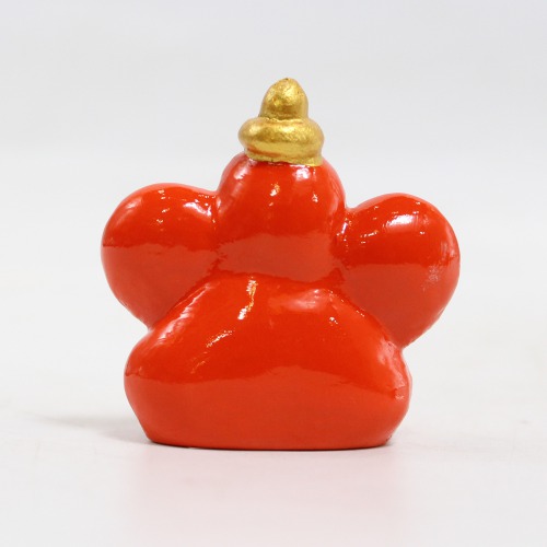 Lord Ganesha Glossy Finish Idol for Car Dash Board Statue Ganpati Figurine God of Luck- Small Red And Orange