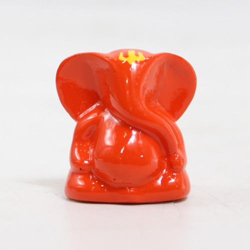 Car Dashboard Ganesha Idol for Home Decor | Car Dashboard Showpiece Murti | Small Red And Orange Ganesha Idol