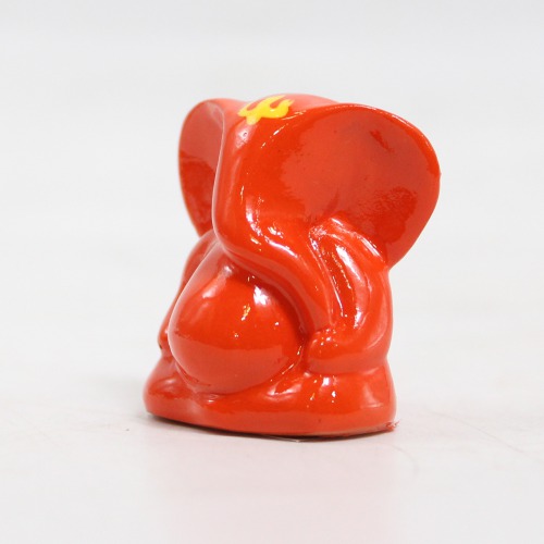 Car Dashboard Ganesha Idol for Home Decor | Car Dashboard Showpiece Murti | Small Red And Orange Ganesha Idol