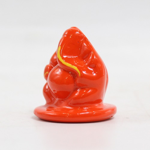 Lord Ganpati Modak Design Idol For Car Dashboard Home & Office - Small Red And Orange | Spiritual | Ganesha Murti