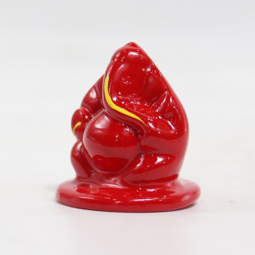 Lord Ganpati Modak Design Idol For Car Dashboard Home & Office - Small Red And Orange | Spiritual | Ganesha Murti