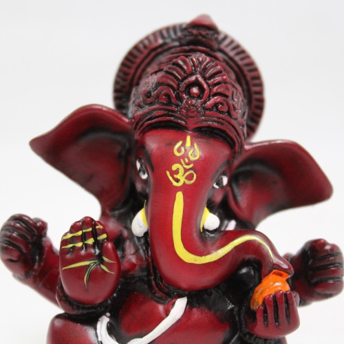 Brown Lord Ganesha Big Ears Glossy Finish Idol for Car Dash Board Statue Ganpati Figurine God of Luck