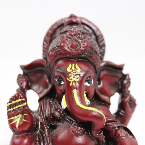 Brown Lord Ganesha Big Ears Glossy Finish With Yellow Shed Idol for Car Dash Board Statue Ganpati Figurine