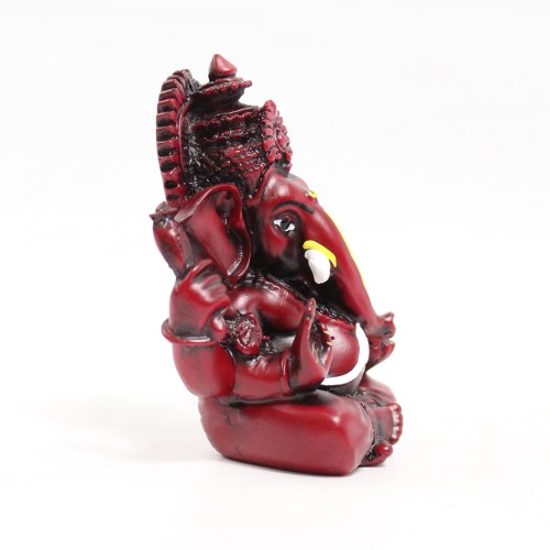 Brown Lord Ganesha Big Ears With Modak Glossy Finish With Yellow Shed Idol for Car Dash Board Statue