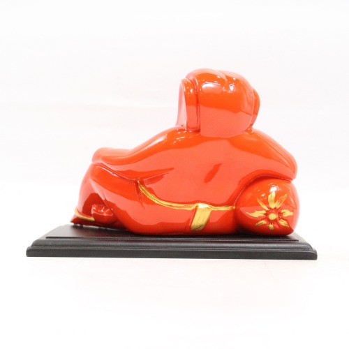 Lord Ganesha With Glossy Finish Idol for Car Dash Board Statue Ganpati Figurine God of Luck- Small Red And Orange