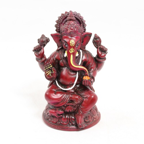 Big Size Ganesha With Mukut Mat Finish With Yellow Shed Idol for Car Dash Board Ganapti Statue