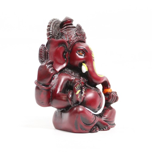 Ganesha With Mukut Mat Finish With Yellow Shed Idol for Car Dash Board Statue Ganpati Figurine God of Luck